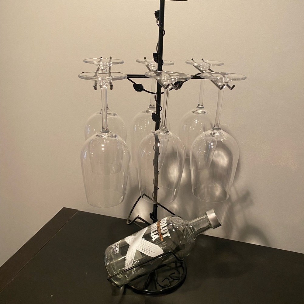 Elegant Black Wine Glass Holder with glasses